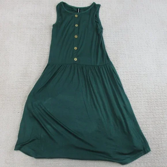 EASYDWELL | Dresses | Easy Dwell Dress Womens Small Green Wooden Flower  Buttons Short Sleeve | Poshmark